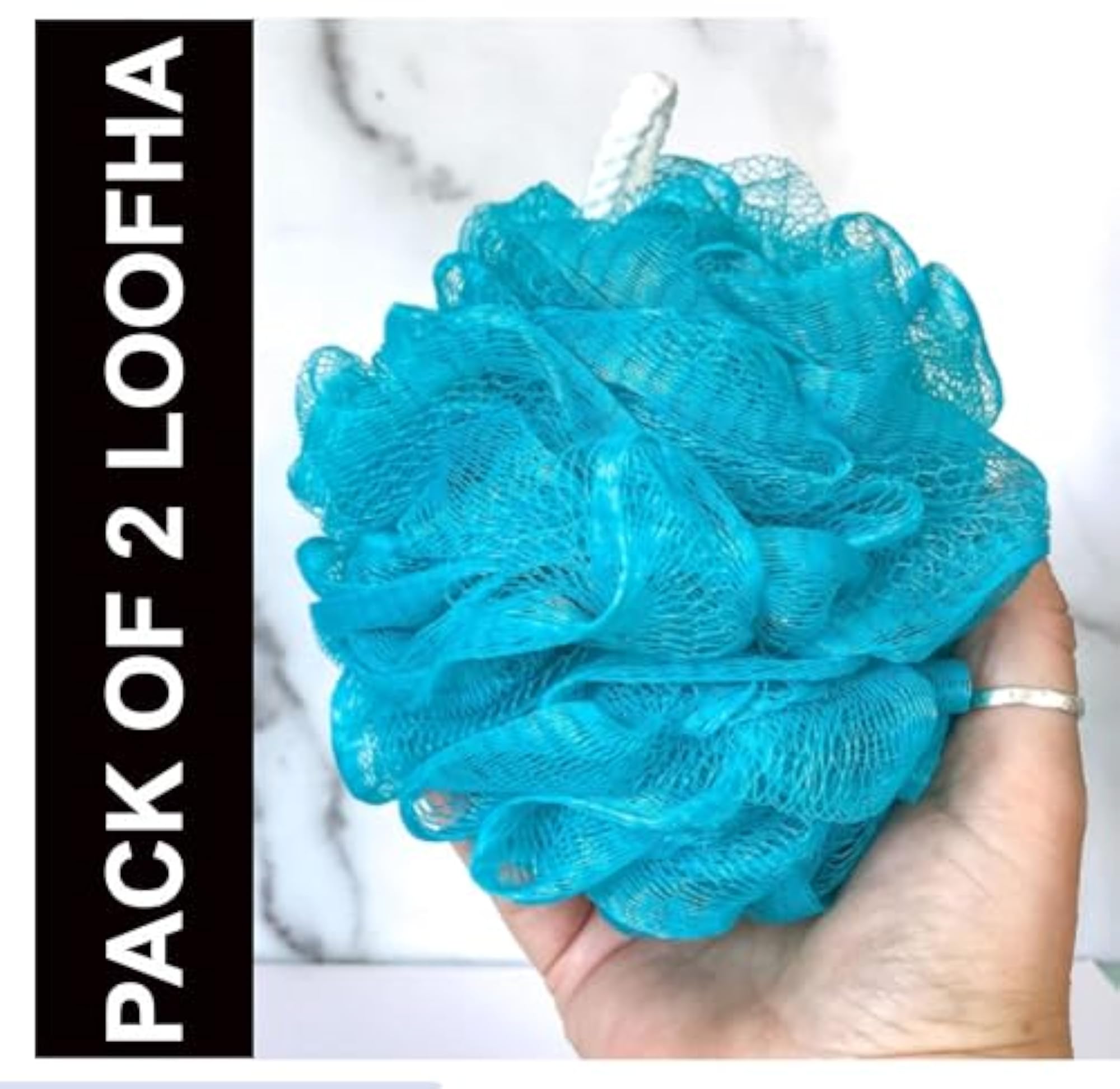 Charcoal Bath Loofah Sponge, Pack of 2, Soft Pouf Body Scrubber