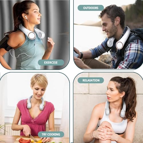 Image of Portable Neck Fan, Hands Free Bladeless Fan, 360 Cooling, Wearable Quiet Fan for Outdoor Indoor Use(White)