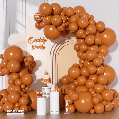 Ouddy Party 129Pcs Burnt Orange Balloons Different Sizes 18 12 10 5 Inch 6Pcs 18 Fall Terracotta Orange Balloon Arch Garland Kit Latex Balloon for Birthday Halloween Party Decorations