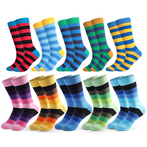 Image of HHX YONLEE Dress Socks 5 /6 /10 Pairs Crew Argyle Colorful Cotton Novelty Casual Happy Fun