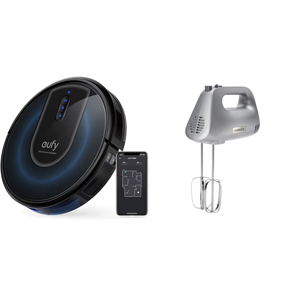 eufy eufy RoboVac G30 Robot Vacuum Cleaner with Smart Dynamic Navigation 2.0, 2000 Pa Strong Suction & Kenwood Handmixer, 450W, 5 Speeds, Stainless Steel Kneaders and Beaters