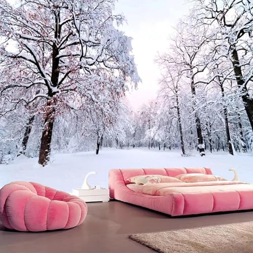 Papier peint mural autocollant PVC 3D forêt neige chambre salon