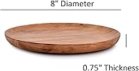 Vista 6 de NIRMAN Juego de 4 platos llanos de madera de acacia para platos, aperitivos, platos de madera natural de postre para servir vajilla para cena