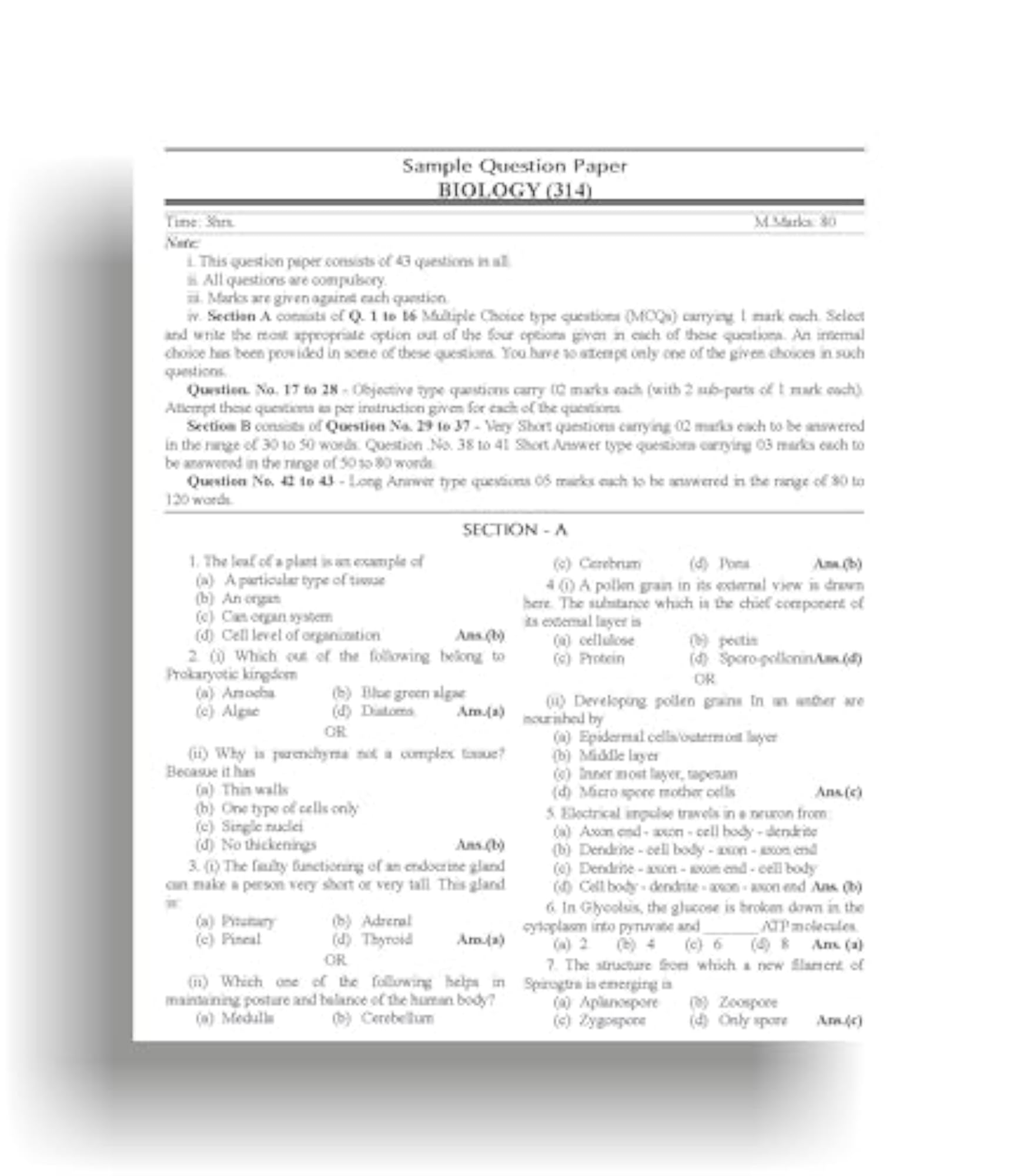 NIOS Biology Guide Class 12 T-314