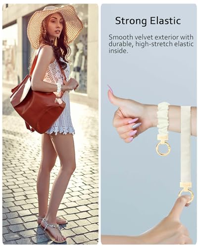 Image of WEESMILE Scrunchie Keychain Wristlet for Car Key Chain with D Key Ring