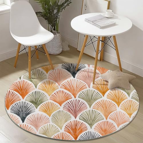 Tapis chambre lavable en machine et antidérapant rond