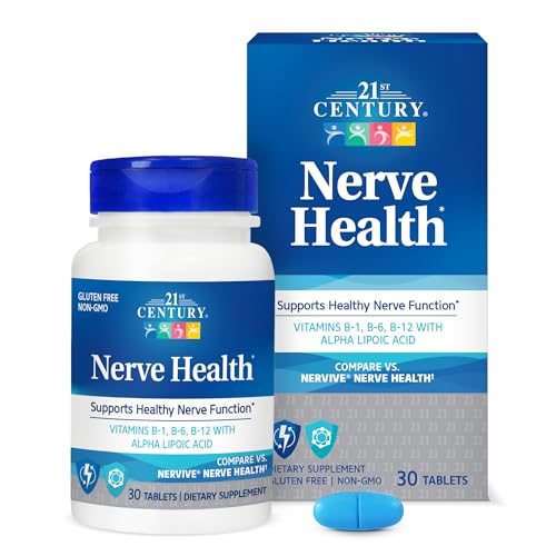 21st Century Nerve Health Tablets (30 Count), Alpha Lipoic Acid 300mg, B1, B6, & B12 Vitamins for...