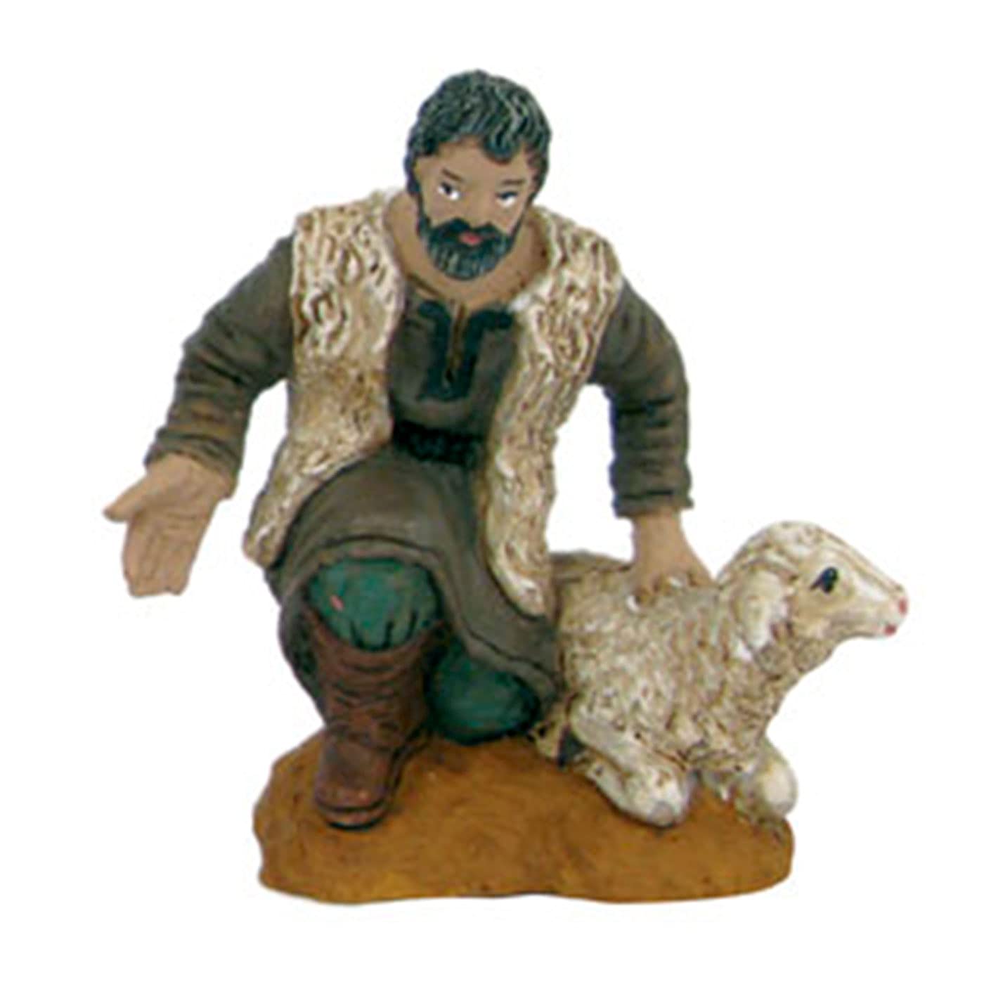Oliver Art - Set di 4 statuette di contadini, per completare il presepe natalizio da 8 cm, dipinte a mano, con design realistico, nascita, pastorcillo, 8 pezzi