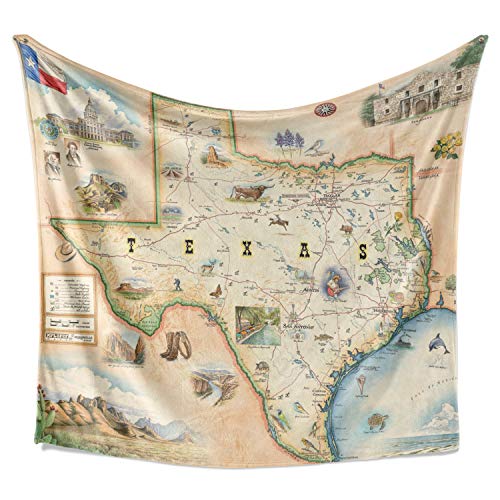 Texas State Map Fleece Blanket - Hand-Drawn Original Art - Soft, Cozy, And Warm Throw Blanket For Couch - Unique Gift - 58"X 50" #TOP1