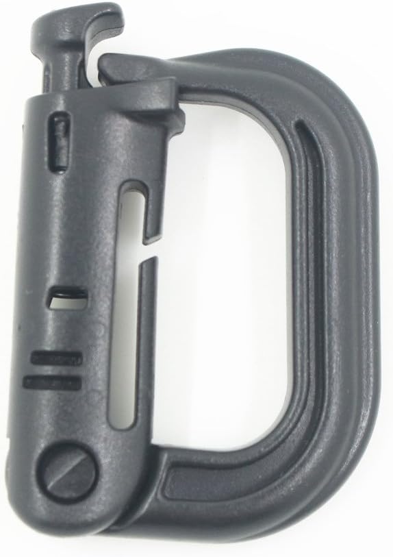 9 Pack Grimloc Super Strong Molded Polymer Clip Carabiner - (Multiple Color Options) (Black)