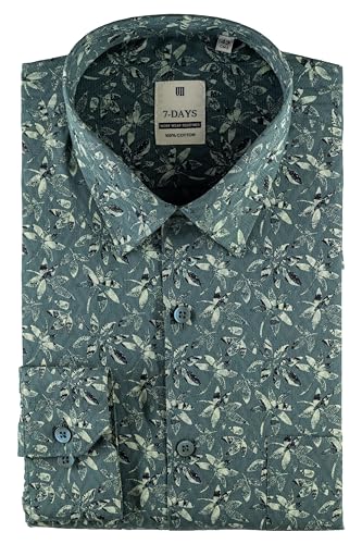 Image of 7-DAYS Men's Premium Printed Shirt - 100% Cotton, Regular Fit, Full Sleeve, with Pocket - Versatile for Formal Occasions and Casual Wear
