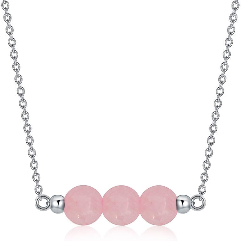 Healing Crystal Bead Necklaces 925 Sterling Silver Birthstone Choker Necklace Christmas Valentines Day Jewelry Gift for Women