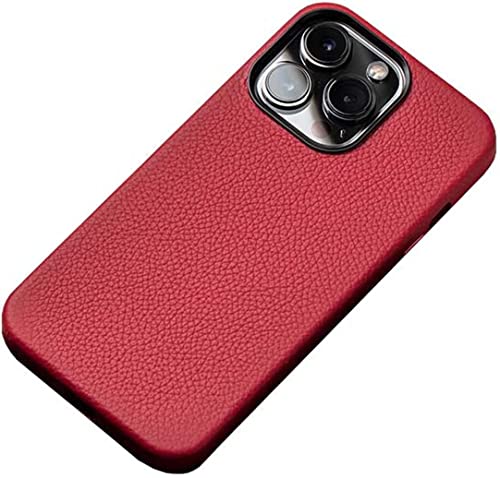 Funda de piel para iPhone 14 roja ideal para proteger tu teléfono en el día a día