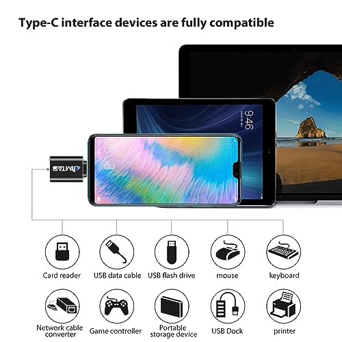 Image of JIMTAB USB to USB C Adapter (4 Pack), USB C to USB Adapter USB 3.0 with Power Blue Light Super High-Speed Data Transfer & Fast Charging for iPhone /PC /Samsung /iPad /Laptop /MacBook