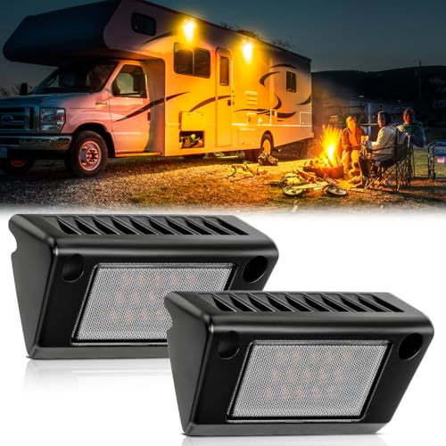 Nilight RV Exterior Light 2PCS 5 Inch Porch Lights Amber Beam 12V 24V LED Scene Cargo Lighting Black Aluminum Housing for RV Trailers Travel Campers 5th Wheels Motorhome SUV Truck