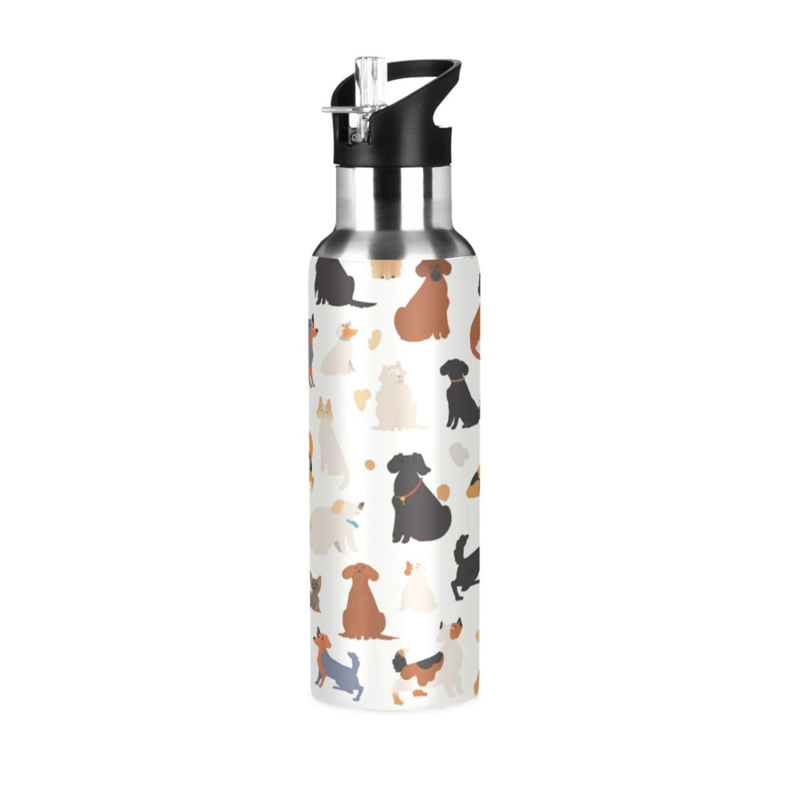 Gourde Isotherme 330ml Acier Inox 304 - Imprimé Animaux, Maintient Froid 24h Et Chaud 10h - 12