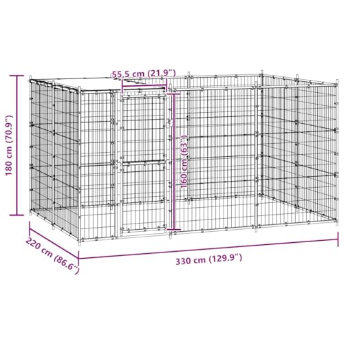 vidaXL Outdoor Hundezwinger mit Überdachung Verzinkter Stahl 7,26m² Hundekäfig