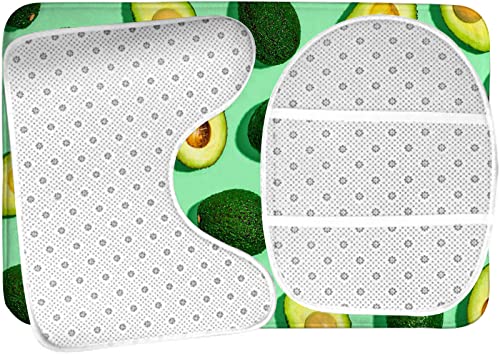 Badezimmerteppich-Set, 3-teilig, Fresh Green Avocado Fitness People Exercise, waschbare Badteppiche, rutschfest, mit Rückenpolster, Konturteppich und Toilettendeckelbezug – Bild 6