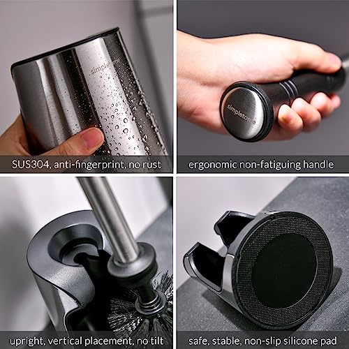 Image of simpletome Toilet Brush with Quick Dry Holder, More Efficient Bristles, Stainless Steel+ABS (Nylon Bristles,Black)