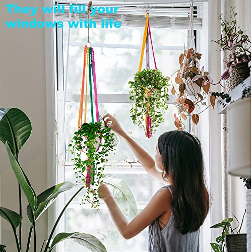 HOWMAX Rainbow Colorful Macrame Plant Hanger, 2 Pack by HOWMAX - Used condition - Image 2