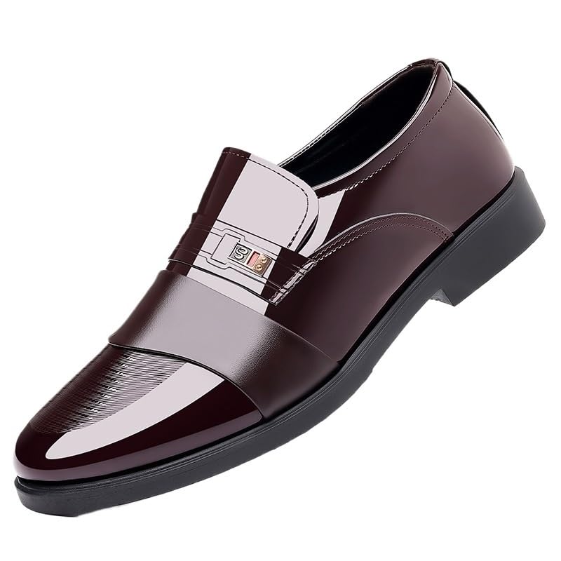 Men's Slip on Dress Loafers Leather Shoes for Men Formal Dress Wedding Flats British Style Casual Oxfords Non Slip Office Work Shoes