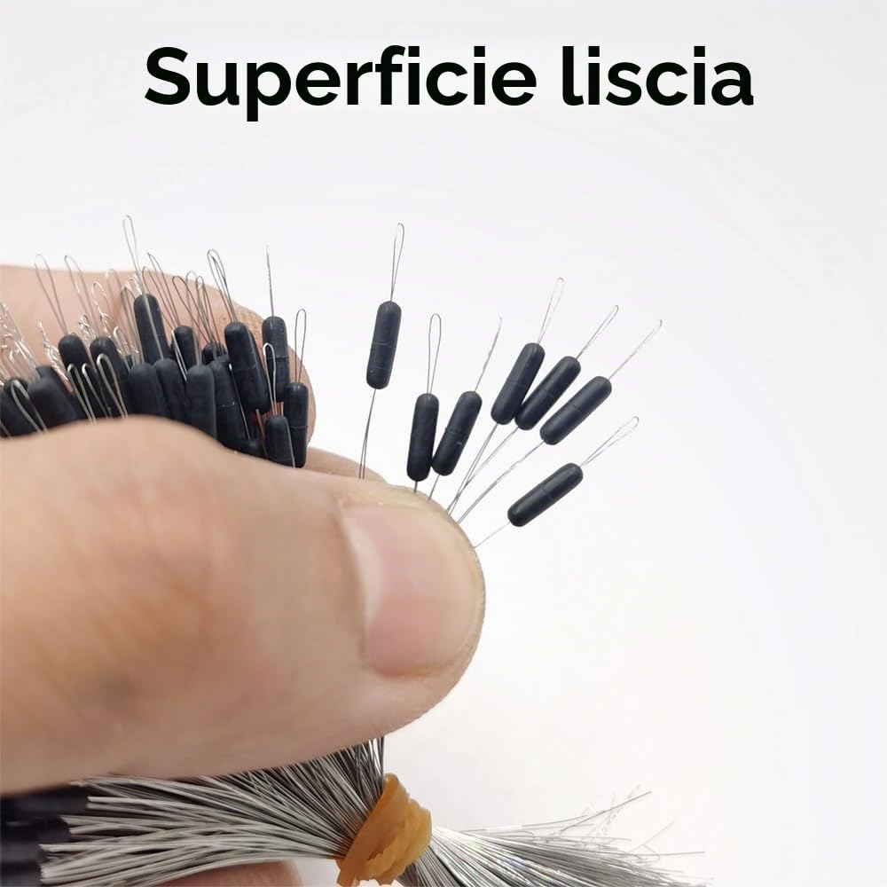 300 tappi per galleggianti da pesca, 50 gruppi 6 in 1, perline spaziali in gomma cilindriche, galleggianti da pesca, fermate per fiumi, laghi, bacini idrici