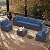 RTDTD Outdoor Patio Furniture Set, 7 Pieces Outdoor Furniture All Weather Patio Sectional Sofa PE Wicker Modular Conversation Sets with Coffee Table,6 Chairs & Seat Clips(Dark Blue)
