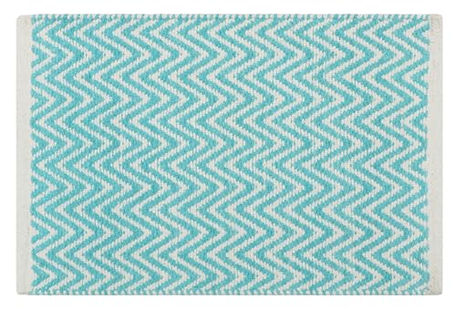 Image of THE HOME TALK Set of 2 Cotton Chenille Bath Rug | Area Rug for Spa, Vanity Shower, Kitchen & Living Room | Water Absorbent Linens | Soft Carpets | Bathroom Accessories (40x60 + 40x120 cm, Turquoise)