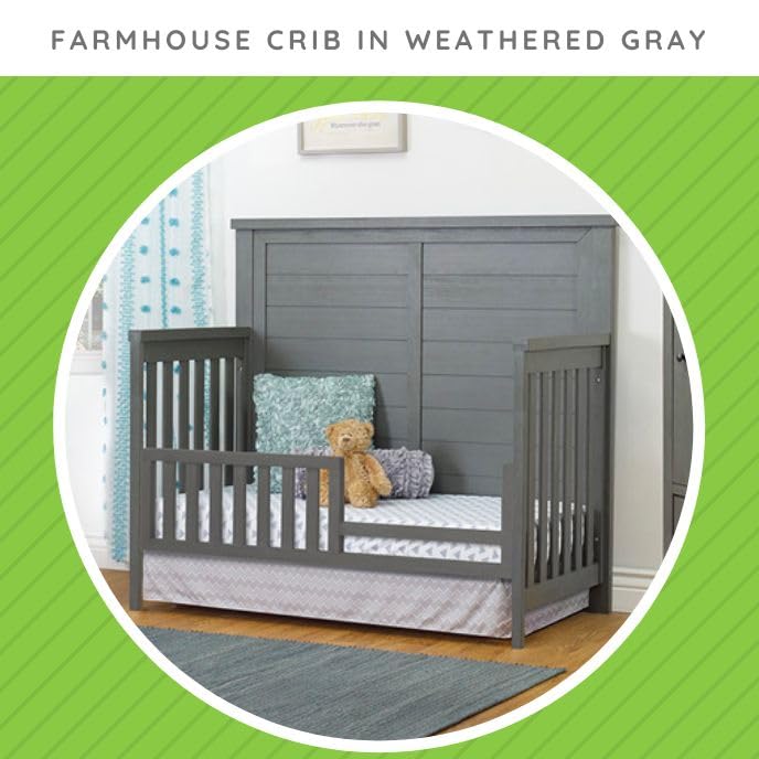 Image of Toddler Bed Safety Guard Rail for Sorelle Convertible Cribs - Solid Wood Rail for Convertible Crib to Toddler Bed Conversion - Safety Bed Rail for Children (Model #136, Weathered Gray)