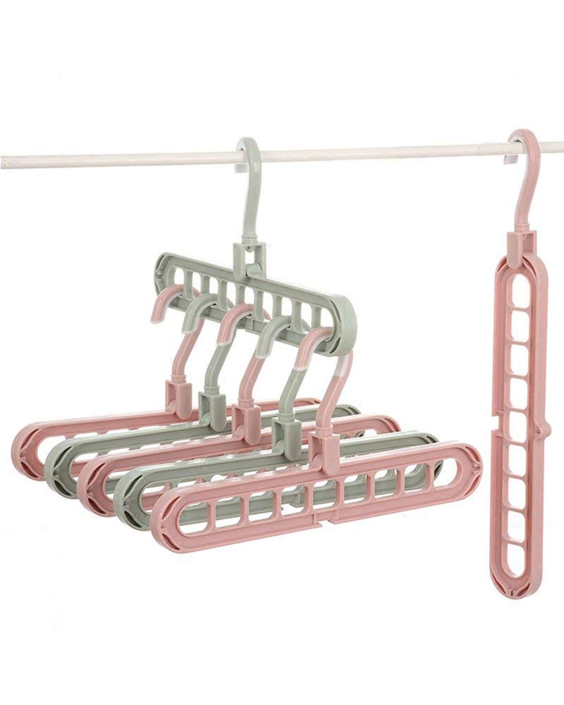 Multi Hanger with Swivel Hook 9 Holes Magic Wardrobe Space Saver Folding Hangers Closet Organiser Anti-Skid Plastic 360 Degree Wet and Dry Clothes Hanger (Pack of 1)-image-25