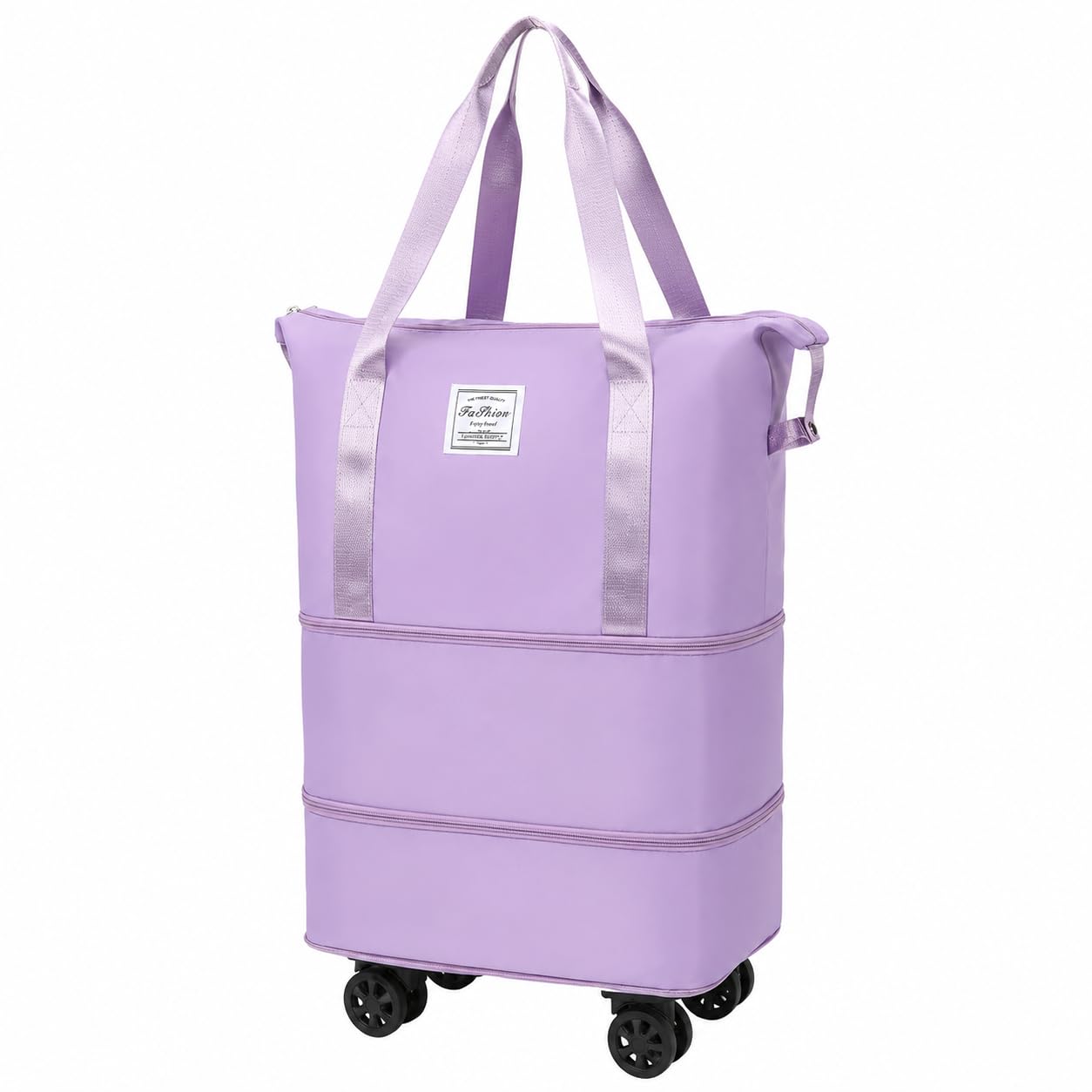 Expandable Rolling Travel Duffel Bag with Wheels, Foldable Large Capacity Weekender Tote, Waterproof Carry On Luggage Organizer for Travel, Gym & Business Trips, Lavender Purple, 58L-image-27