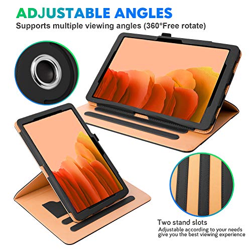Grifobes Samsung Galaxy Tab A7 10.4 Case 2020 Tablet Leather Case, Full Protection Multi-Angle Viewing Folio Stand Cases With Pencil Holder For Samsung Tab A7 10.4 Inch Sm-T500/T505/T507 (Black/Brown) #TOP2