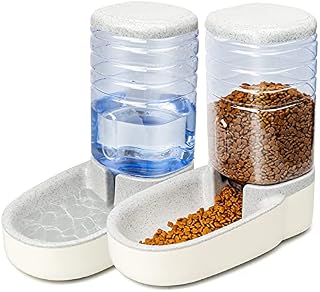 YMINA Automatic Cat Feeder Pet Feeder set,Cat Feeder Only for Dry Food Dog Water Dispenser Cat Food Dispensers 3.8L for Small/Large Puppy Kitten Grey