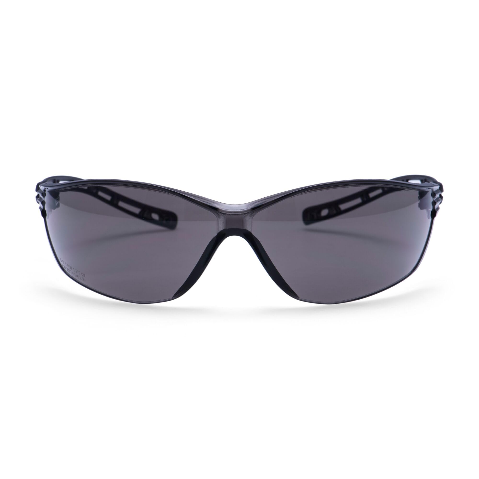 Portwest PR12 Air Safety Glasses Lightweight Ventilated Design Clear Lens Scratch Resistant Impact Resistant Comfortable Fit Breathable Eye Protection Certified PPE, Smoke, One Size