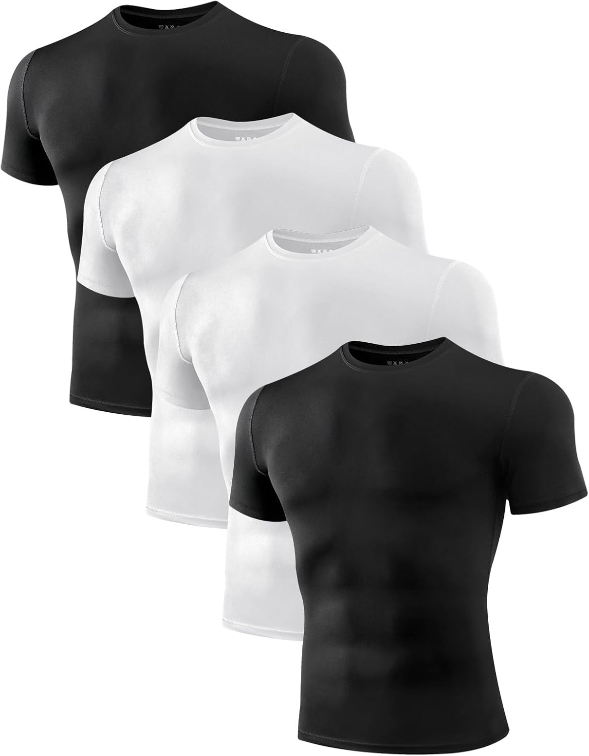 Niksa Men's Compression Shirts 1/2/4 Pack, Workout Gym Shirt Short Sleeve, Moisture Wicking Active Fit Base Layer T-Shirt
