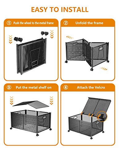 Toy Box Storage Metal Toy Chest With Double Lid And Rotating Wheels, 70L Large Toy Organizers And Storage Toy Bins, Collapsible Storage Chest Boxes Baskets Organizer For Boys Girls Kids Living Room #TOP6