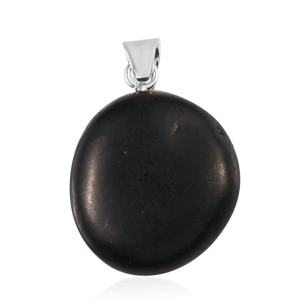 925 Sterling Silver Healing Pain Relief Meditation Anxiety Black Shungite Black Pendant Boho Handmade Jewelry for Women