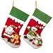 20" (2 Pack) Plush 3D Applique Style Felt Christmas Stockings, Adorable Detailed Designs, Embroidered Edges, Hanging Loops, Includes Santa and Snowman