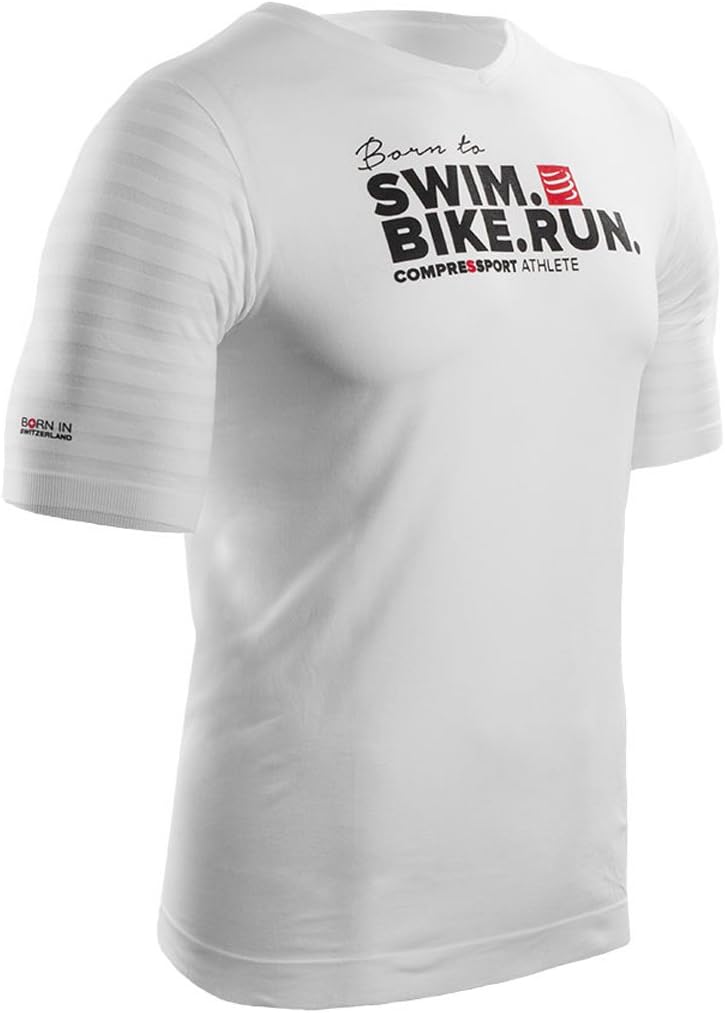 COMPRESSPORT Running T-Shirt BORN TO Swim Bike Run Unisex Running Shir