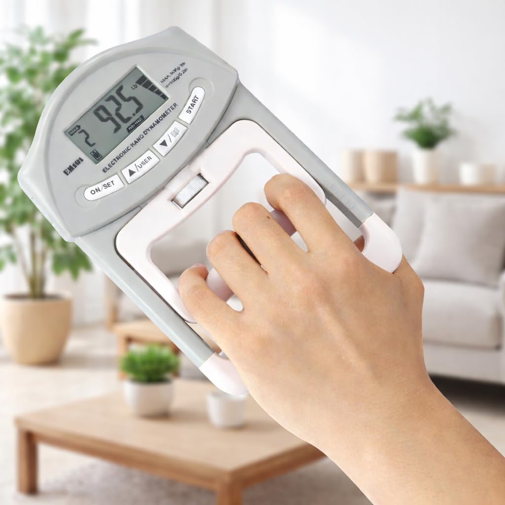 LABART Baseline 200 Lbs / 90 Kgs Digital Hand Dynamometer Grip Strength Measurement Meter Auto Capturing Hand Grip Power Hand Strengtheners - Grey, Plastic-image-26