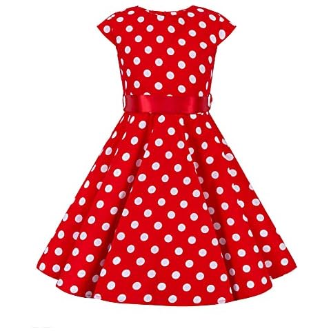 FYMNSI Vestido vintage de los años 50, rockabilly, de lunares, línea A, rojo Cover