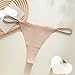 Cotton G-String Thongs for Women Seamless Sexy Underwear Low Rise Panties Stretch T-Back Ladies Panties Fashion Beige-M
