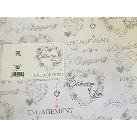 Engagement Engaged Floral Hearts Gift Wrapping Paper 2 Sheets + 1 Gift Tag(BGC36477-1) Cover