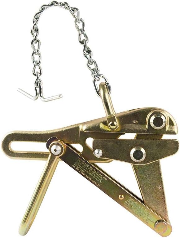 Klein Tools 16845CAT Wire Grip, Made in USA, Chicago Grip for Coasted Guy Strand and EHS Cable with Chain, Toggle and Shackle, 5-Inch Jaw