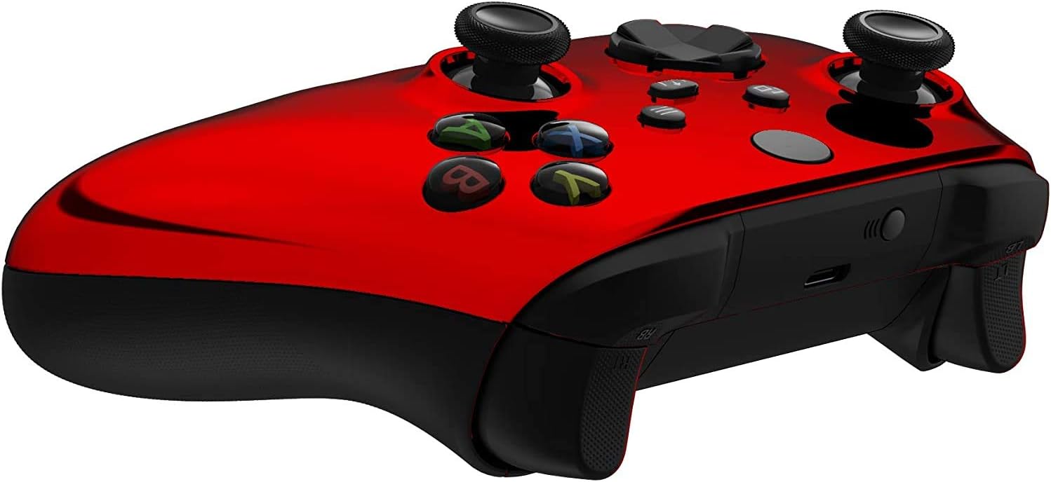 Custom Controllerzz Red Chrome Controller & Case Bundle – Includes Red Chrome Custom Wireless Controller for Xbox Series X/S, Xbox One, PC & Universal Protective Travel Case