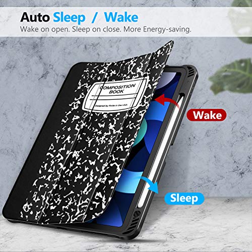 Fintie Slimshell Case For Ipad Air 5Th Generation (2022) / Ipad Air 4Th Generation (2020) 10.9 Inch - Flexible Soft Tpu Stand Back Cover With Pencil Holder, Auto Sleep/Wake, Composition Book #TOP6