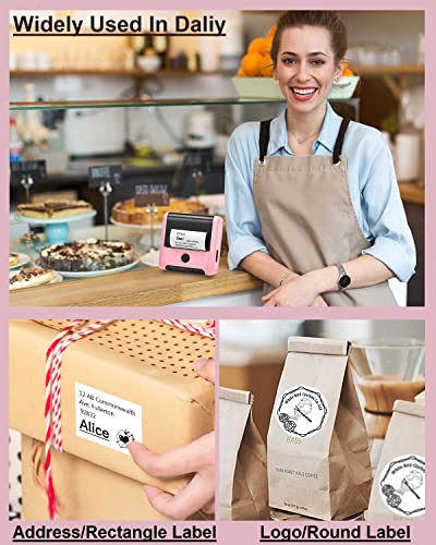 Phomemo M200 Label Makers - 3 Inch 2023 Upgrade M110 Barcode Printer Computer Bluetooth Thermal Label Makers,For Android Ios Windows Mac Os,For Shipping,Labeling,Qr Code(Type-C Charger)-Pink #TOP7