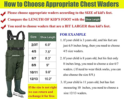 Langxun Chest Waders For Kids, Lightweight And Breathable Pvc Fishing Waders For Toddler & Children, Waterproof Hutting Waders For Boys And Girls, Age 8/9 Big Kid #TOP5