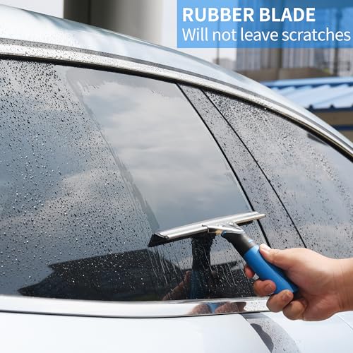 Image of Stainless Glass Scraper Rubber Strip Window Cleaner Squeegee Rubber Replacement Rubber Window Squeegee Rubber for Window Glass Shower Door Car Glass Scraper,6PCS