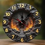 Buewutiry Orologio da parete decorativo a batteria, 25,4 cm, moderno, in legno, stile gotico, con stampa 2D, senza ticchettio, silenzioso, per soggiorno, camera da letto, ufficio, cucina, hotel, bagno